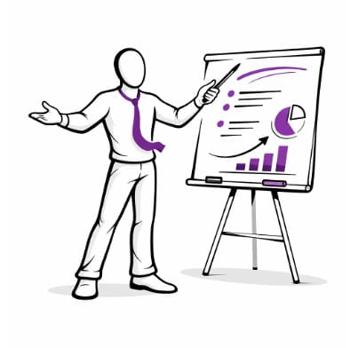 LEAP Man presenting at chart